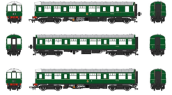 Heljan 1450 Class 104 3-car DMU in BR early green with lion and wheel emblem - M50422 - M59134 - M50426 Dcc Ready 21 Pin (OO Gauge) Free Postage