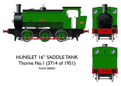 Rapido Trains 903007 16″ Hunslet – “Thorne No.1” Plain Green (OO Gauge)