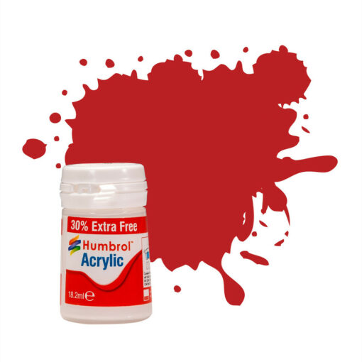 Humbrol Acrylic No 060 Scarlett Matt Pot (18.2 ml) 30% Extra Free