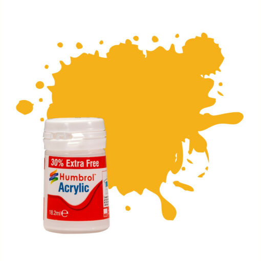 Humbrol Acrylic No 154 Insignia Yellow Matt Pot (18.2 ml) 30% Extra Free
