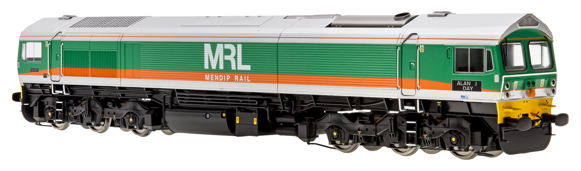 Dapol 4D-005-007D Dcc Fitted Class 59/0 59002 'Alan J Day' in Mendip Rail grey, green & orange (OO Gauge)