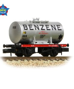 Graham Farish 378-000A 14T Anchor-Mounted Tank Wagon 'Benzene' Silver (N Gauge)