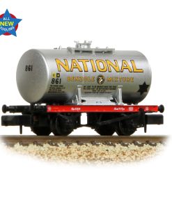 Graham Farish 378-002A 14T Anchor-Mounted Tank Wagon 'National Benzole' Silver (N Gauge)