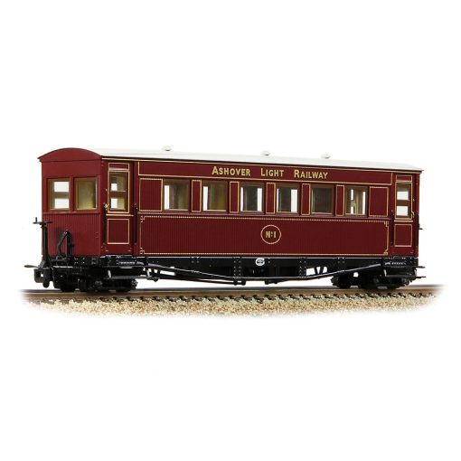 Bachmann Narrow Gauge 394-025 Gloucester Bogie Coach Ashover L. R. Crimson (OO9 Gauge)