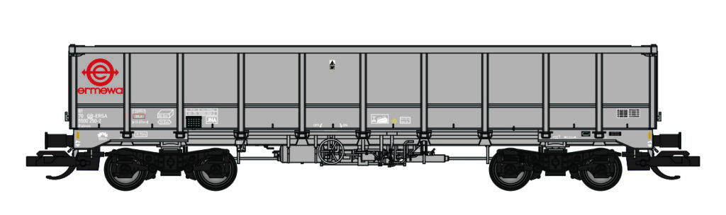 Revolution Trains TT-EAL-102A JNA/MMA Ealnos Wagon 81 70 5500 250-2 In Ermewa Grey (TT:120 Gauge)
