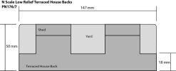 Alternative view of Metcalfe PN176 Low Relief Red Brick Terraced House Backs (N Gauge)