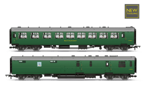 Hornby R40471 BR - Kitchen and Buttery Car & Composite Restaurant - 7834 'Jolly Tar' - Coach Twin Pack (ERA 4) (OO Gauge) Free Postage