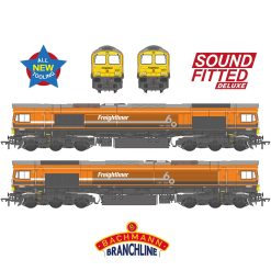 Bachmann Branchline 50-011SFX Class 66/5 66501 Freightliner 60 1965-2025 Freightliner Orange Dcc Sound Deluxe (OO Gauge) Free Postage