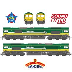 Bachmann Branchline 50-012SFX Class 66/6 66601 Freightliner 60 1965-2025 Freightliner Green Dcc Sound Deluxe (OO Gauge) Free Postage