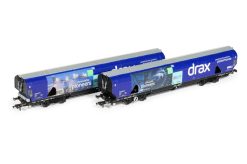 Hornby R60177A Drax Biomass Wagon Pack, 83700698083-8 & 83700698158-8 Era 11 (OO Gauge)