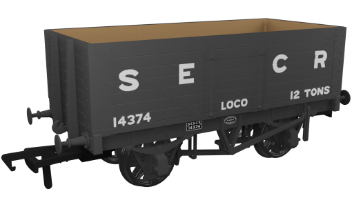 Rapido Trains 967405 RCH 1907 Private Owner 7 Plank Wagon SECR Loco Coal (Late) No.14374 Era 2 (OO Gauge)