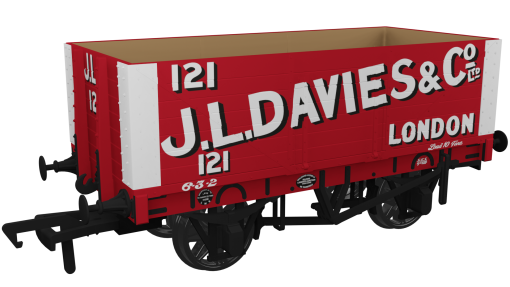 Rapido Trains 967422 RCH 1907 Private Owner 7 Plank Wagon J L Davies & Co No.121 Era 2 (OO Gauge)