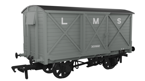 Rapido Trains 976007 CR Dia.67 10t Van – LMS (pre-36) No.300682 Era 3 (OO Gauge)