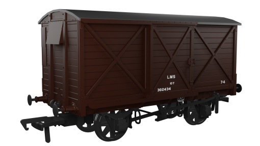 Rapido Trains 976009 CR Dia.67 10t Van – LMS (post-36) No.302434 Era 3 (OO Gauge)