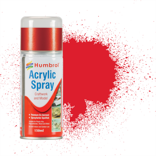 Humbrol AD6019 Acrylic No 19 Bright Red Gloss Modellers Spray 150ml