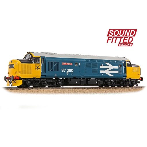 Bachmann Branchline 35-309SFX Class 37/0 Centre Headcode 37260 'Radio Highland' BR Blue (Large Logo) Dcc Sound Deluxe (OO Gauge)