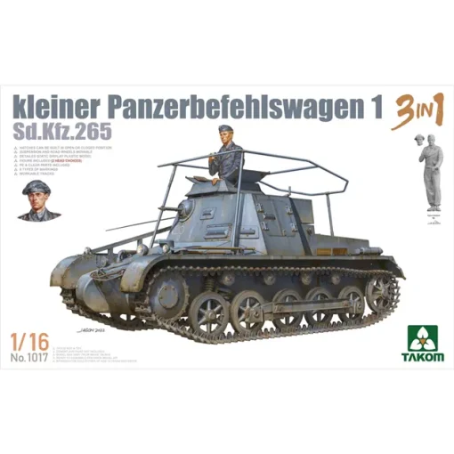 Takom PKTAK01017 Scale German SdKfz 265 Kleiner Panzerbefehlswagen 1 3 in 1 (1:16 Scale)