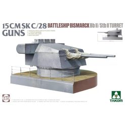 Takom PKTAK05014 German Navy Bismarck Turret 15cm SK C/28 Gun Bb II/Stb II (1:72 Scale)