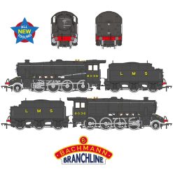Bachmann Branchline 35-225 LMS 8F with Riveted Tender 8036 LMS Black Dcc Ready Plux 22 (OO Gauge) Free Postage