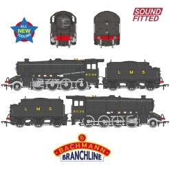 Bachmann Branchline 35-225SF LMS 8F with Riveted Tender 8036 LMS Black Dcc Sound (OO Gauge) Free Postage