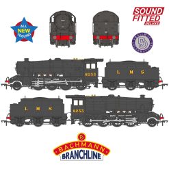 Bachmann Branchline 35-226SFX LMS 8F with Riveted Tender 8233 LMS Black Dcc Sound Deluxe (OO Gauge) Free Postage