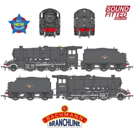 Bachmann Branchline 35-231SFX LMS 8F with Welded Tender 48703 BR Black (Late Crest) Dcc Sound Deluxe (OO Gauge) Free Postage