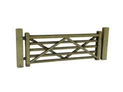 Scale Model Scenery LX001-OO Laser Cut Five Bar Gates & Posts (Pack Of 3) (OO Gauge)