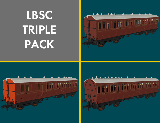 Rapido Trains 978201 LBSC Mahogany ‘Evolution’ Non-Corridor Carriage Pack (OO Gauge)