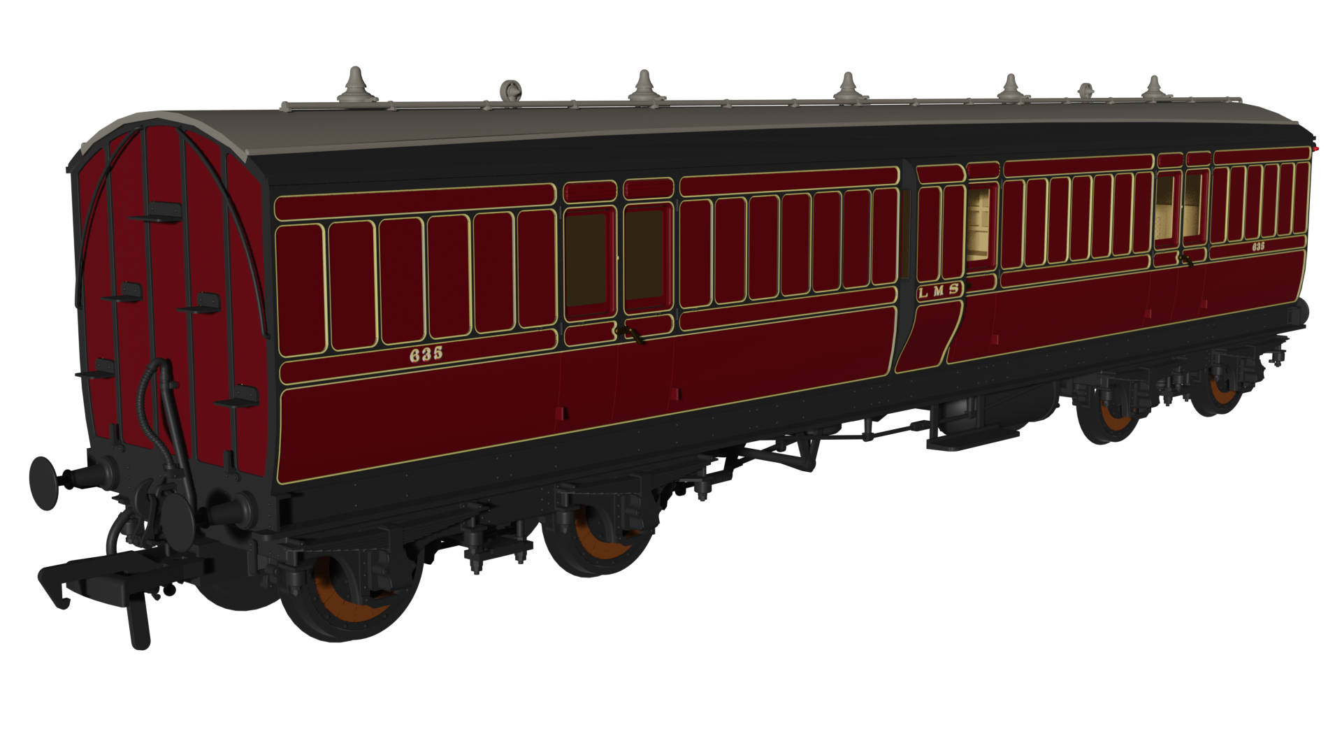 Rapido Trains 978160 LMS Period 1 ‘Evolution’ Non-Corridor Full Brake No.635 (OO Gauge)