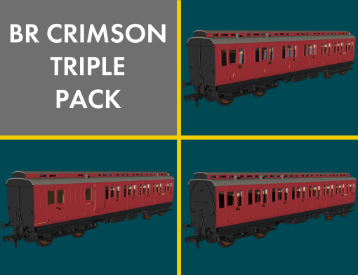 Rapido Trains 978225 BR Crimson ‘Evolution’ Non-Corridor Carriage Pack (OO Gauge)