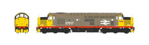 Heljan 3761 Class 37/5 BR Railfreight Red Stripe Grey 37517 (Thornaby Large Numbers & Kingfisher Logo) (O Gauge) Free Postage