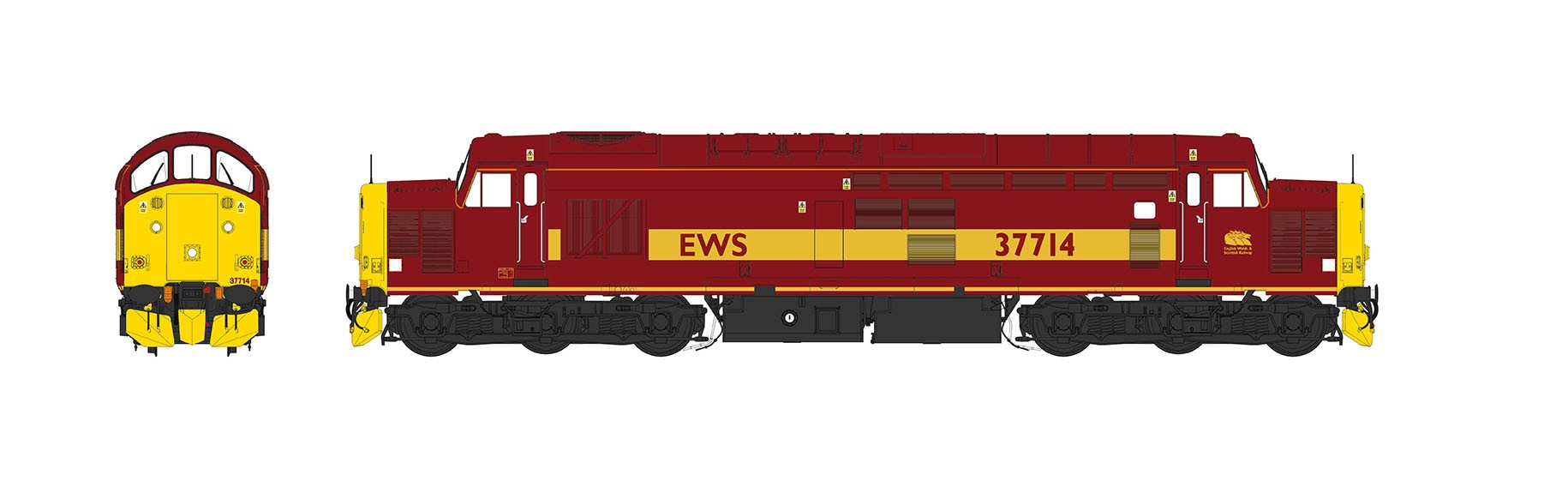 Heljan 3764 Class 37/7 EWS Red/Gold 37714 (O Gauge) Free Postage