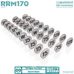 Rusty Rails Modelling RRM170 Speed Signs Pack of 30 (OO Gauge)