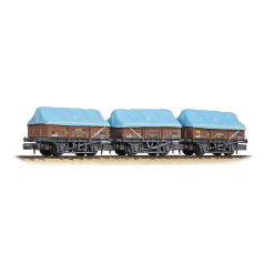 Graham Farish 377-491 5 Plank China Clay 3-Wagon Pack BR Bauxite (TOPS) with Tent Canopy Weathered (N Gauge)