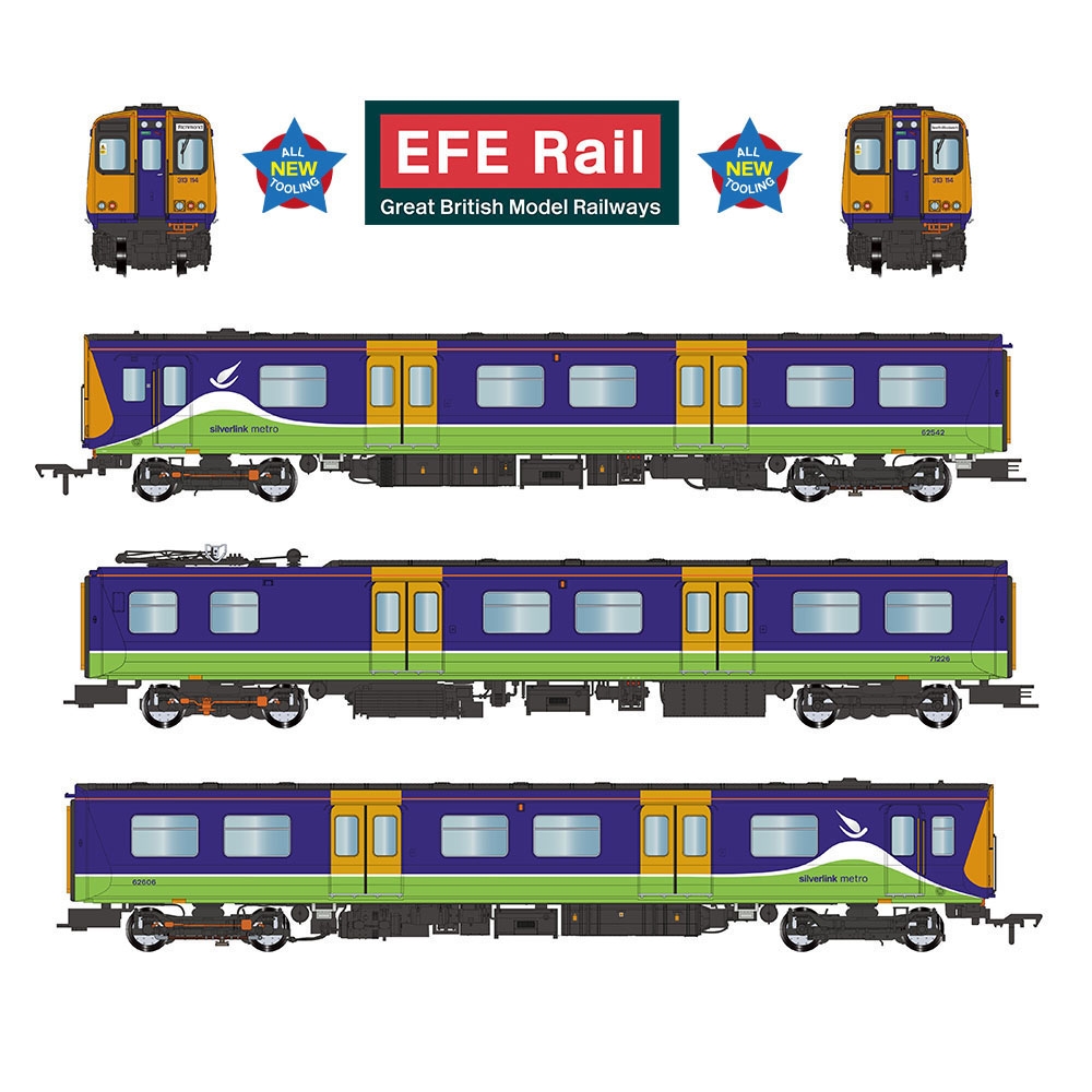 EFE Rail E81006 Class 313 3-Car EMU 313114 Silverlink Metro Dcc Ready Plux 22 Socket (OO Gauge) Free Postage