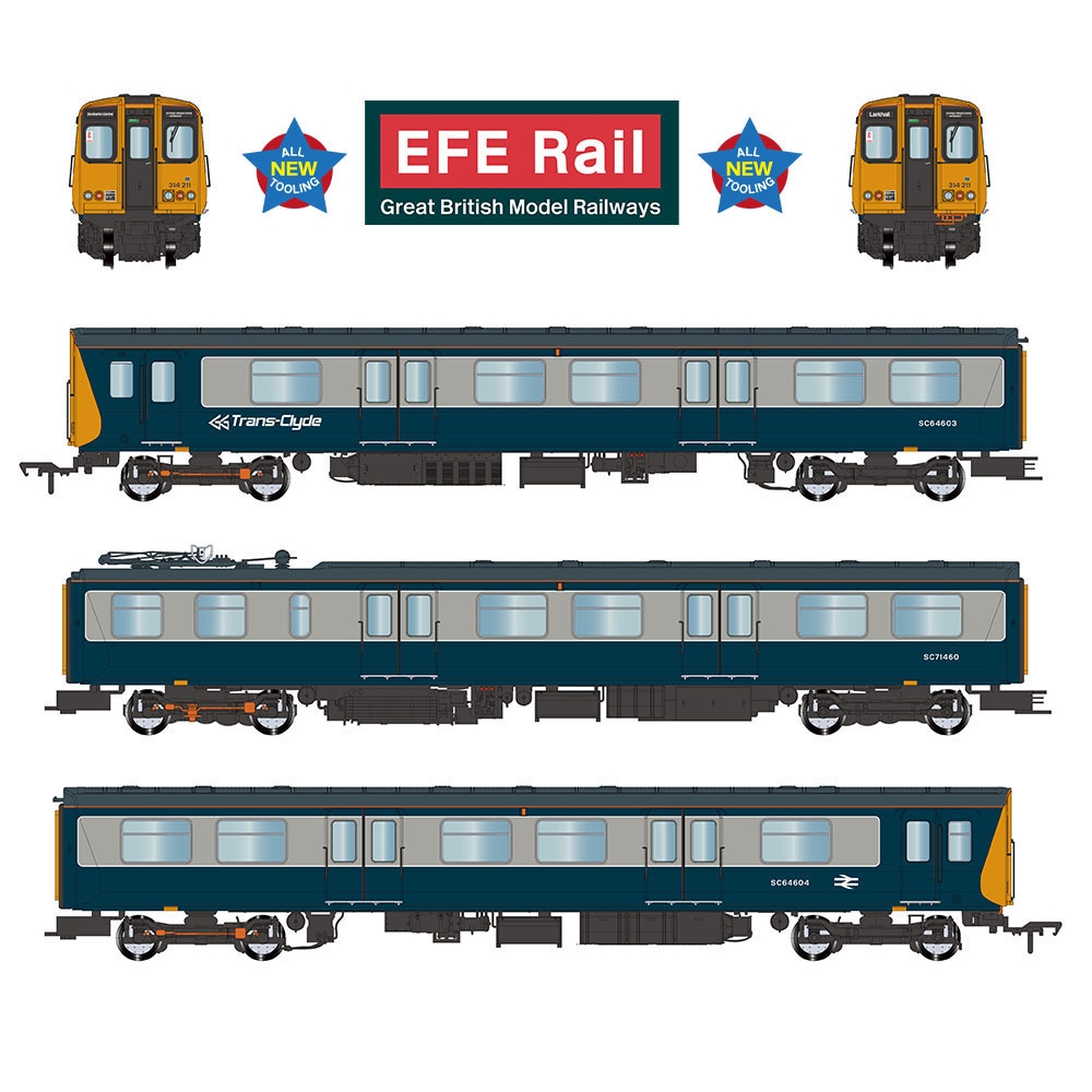 EFE Rail E81013 Class 314 3-Car EMU 314211 BR Blue & Grey 'Trans-Clyde' Dcc Ready Plux 22 Socket (OO Gauge) Free Postage