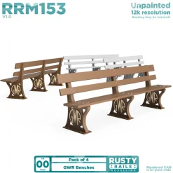 Rusty Rails Modelling RRM153 GWR Benches Pack of 4 (OO Gauge)