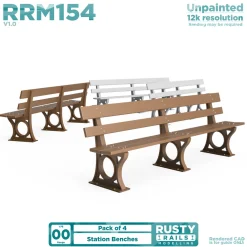 Rusty Rails Modelling RRM154 Station Benches Pack of 4 (OO Gauge)