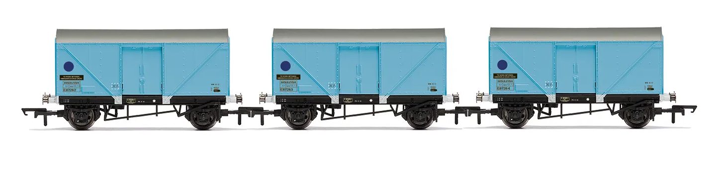 Hornby R60115 12T Fish Van BR Blue - 87262, 87263 & 87264 - Pack of 3 (OO Gauge)