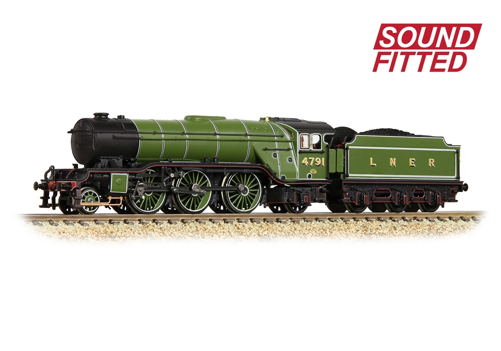 Graham Farish 372-610SF LNER V2 4791 LNER Lined Green (Original) Dcc Sound Fitted (N Gauge)
