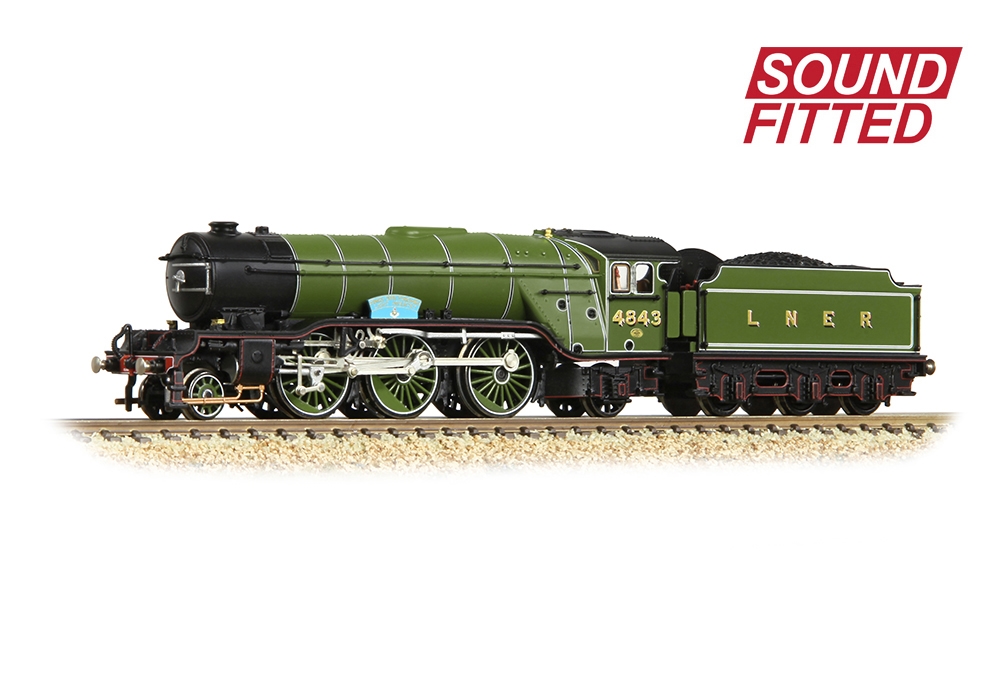 Graham Farish 372-611SF LNER V2 4843 'Kings Own Yorkshire Light Infantry' LNER Lined Green Dcc Sound Fitted (N Gauge)