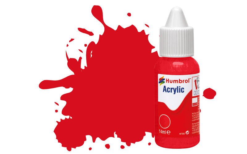 Humbrol DB0019 Acrylic Paint: 19 Bright Red Gloss (14ml)