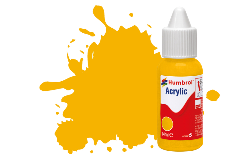 Humbrol DB0154 Acrylic Paint: 154 Insignia Yellow Matt (14ml)