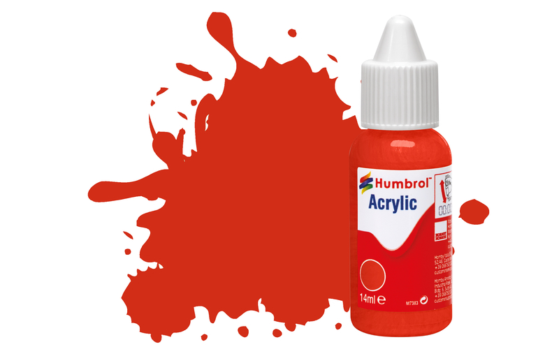 Humbrol DB0174 Acrylic Paint: 174 Signal Red Satin (14ml)