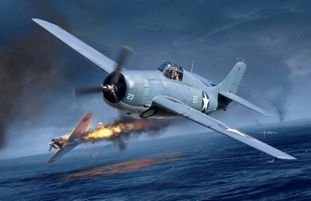 Academy 12355 US Navy F4F-4 Wildcat "Battle of Midway" Fighter Aircraft (1:48 Scale)