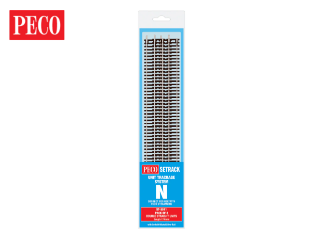 Peco ST-3011 Double Straight (Pack of 8) (N Gauge)
