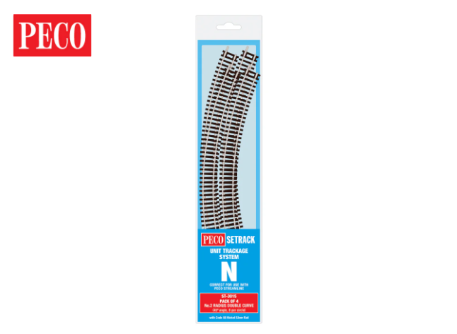 Peco ST-3015 Double Curve, 2nd Radius (Pack of 4) (N Gauge)
