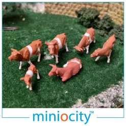 Miniocity 076-502 Brown & White Cows Pack of 6 (OO Gauge)