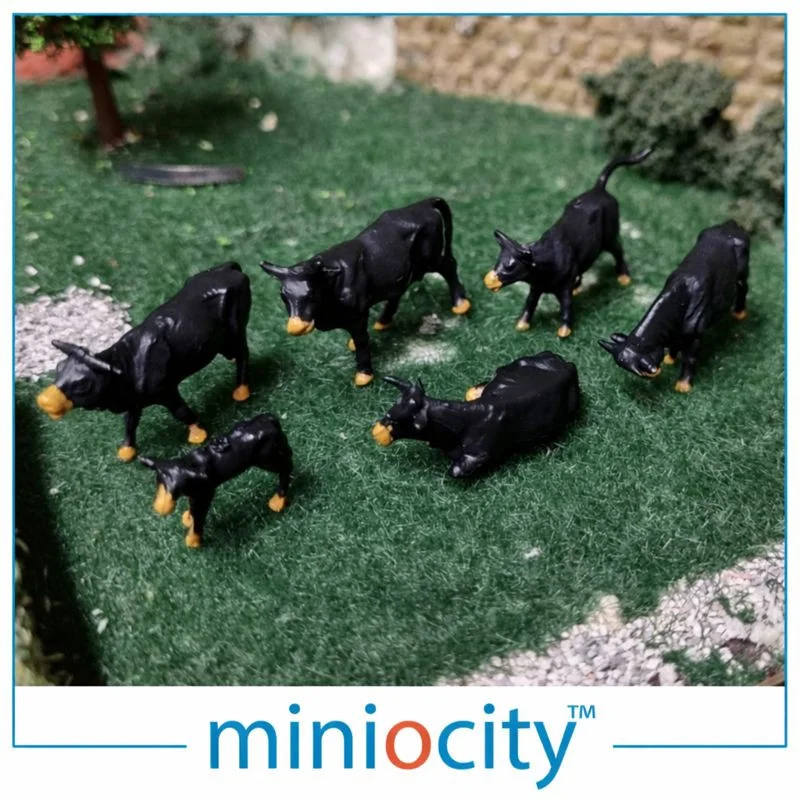 Miniocity 076-508 Black Cows Pack of 6 (OO Gauge)