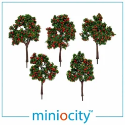Miniocity 076-704 Red Fruit Trees Pack of 5 (OO Gauge)